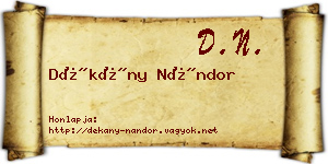 Dékány Nándor névjegykártya